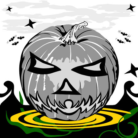 Vector illustration of a Halloween pumpkin in grunge design style.のイラスト素材