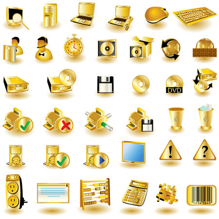 Huge collection of different interface icons in gold color.のイラスト素材