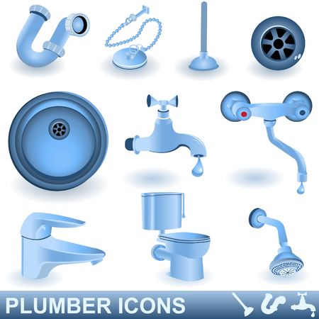 Blue plumber icons setのイラスト素材