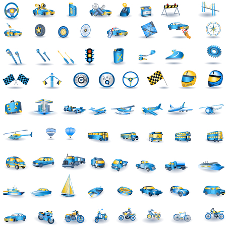 Huge set of light blue transport icons.のイラスト素材