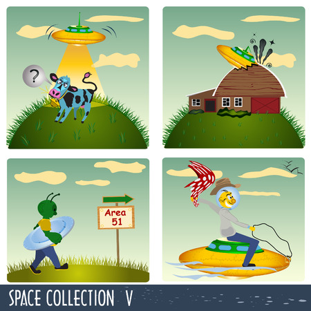 Space collection 5, aliens in different situations.のイラスト素材