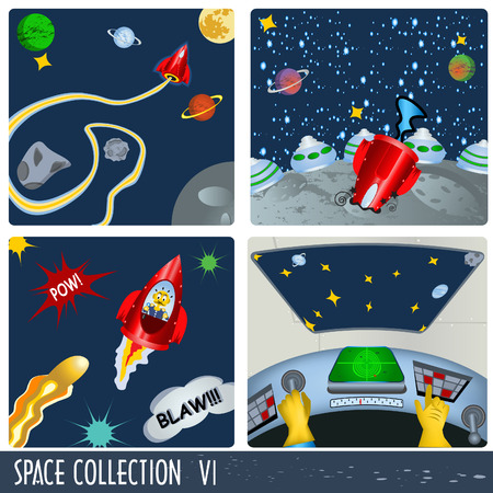 Space collection 6, astronauts in different situations.のイラスト素材