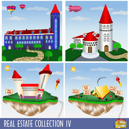 Real estate collection 4, different kind of buildingsのイラスト素材