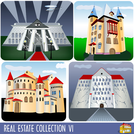 Real estate collection 6, different kind of buildings.のイラスト素材