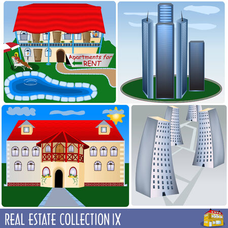 Collection of four real estate illustrations, part 9のイラスト素材