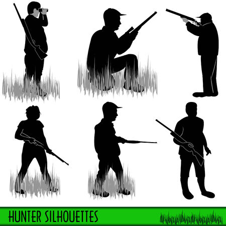 Four hunter silhouettesのイラスト素材
