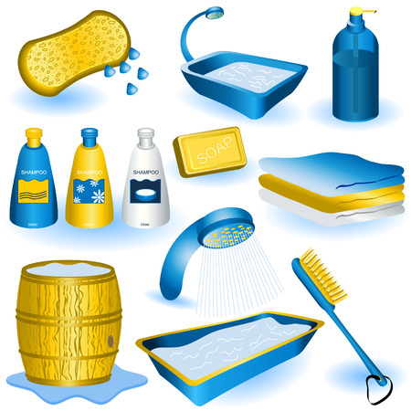 A collection of color bath images isolated separately on white background.のイラスト素材