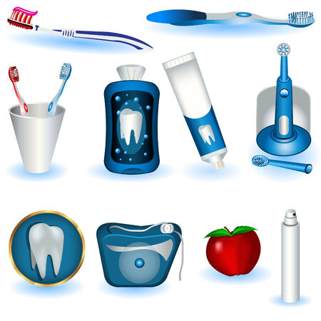 A collection of ten dental hygiene images.のイラスト素材