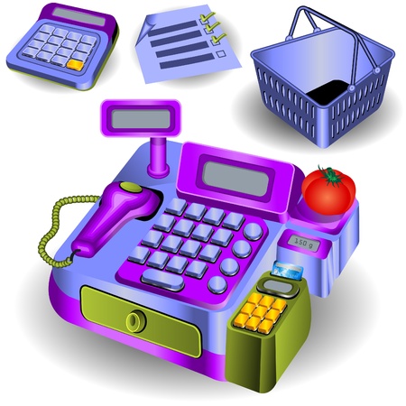 Supermarket Cashier And Other Iconsのイラスト素材