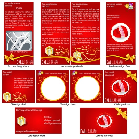 Special occasion stationary template - brochure design, CD cover design and business card design in one package and fully editable.のイラスト素材