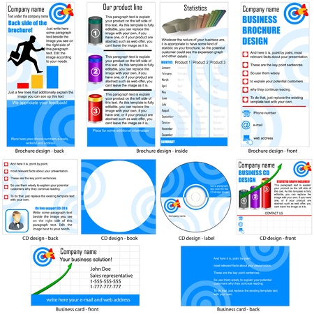 Business stationary - brochure design, CD cover design and business card design in one package and fully editable.のイラスト素材