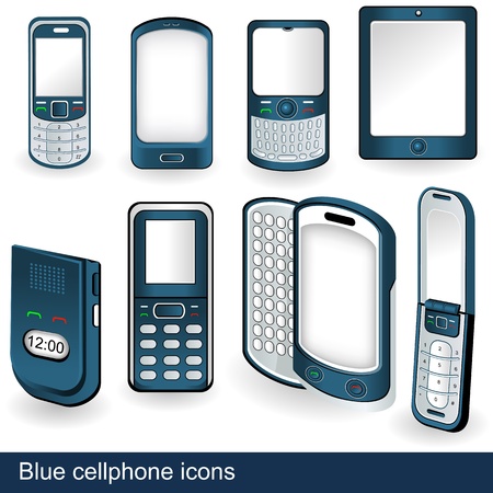 Collection of 8 different cellphone icon illustrations のイラスト素材