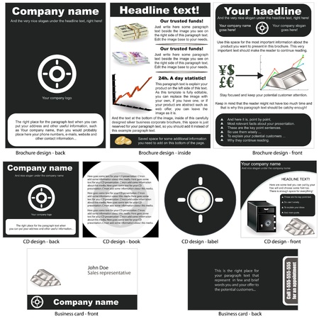 Silver stationary - brochure design, CD cover design and business card design in one package and fully editable のイラスト素材