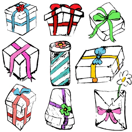 Collection of nine gifts  Rough sketches のイラスト素材