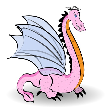 Illustration of a cute pink dragon.のイラスト素材