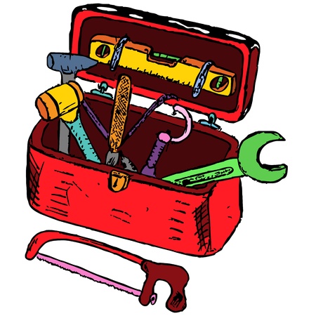 Doodle toolbox illustration made from sketchのイラスト素材