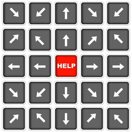 Help red button with arrows in different directions のイラスト素材
