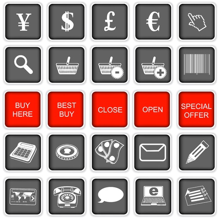 Collection of different squared shopping iconsのイラスト素材