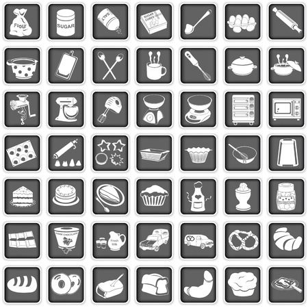 A collection of different squared baking iconsのイラスト素材