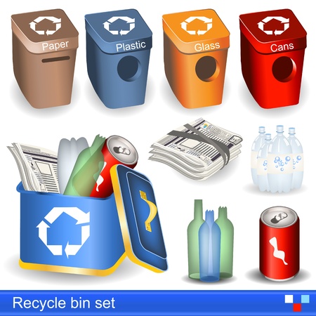 Illustration of recycle bin icons setのイラスト素材