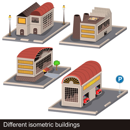 isometric buildingsのイラスト素材