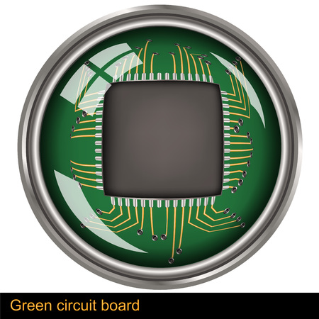Illustration of a green circuit board within a buttonのイラスト素材