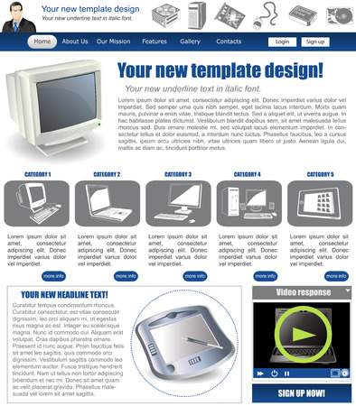 Website template design along with icons and images  Computer technology related のイラスト素材
