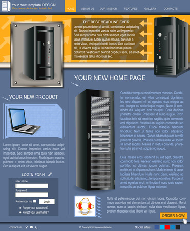 Website template design along with icons and images  Computer server related のイラスト素材