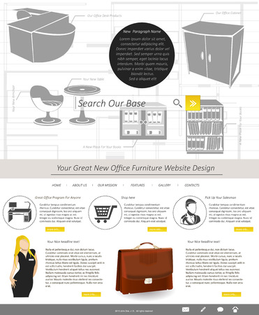 Website template design along with icons and images  Office furniture のイラスト素材