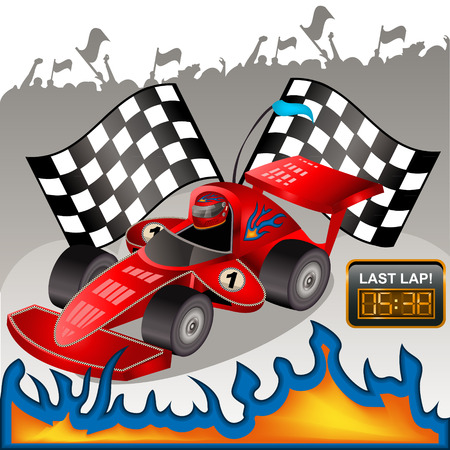 Vector illustration of a racing car with flames のイラスト素材