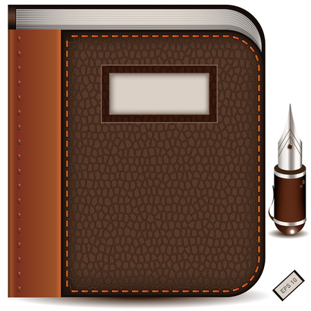 Detailed vector Illustration of a book icon along with a pen.のイラスト素材