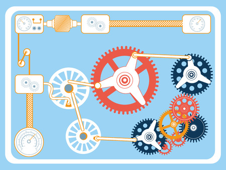 Vector illustration of transmission gears in flat design style.のイラスト素材