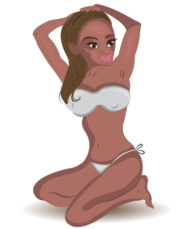 Vector illustration of a sexy pinup girl in bikini isolated on white background.のイラスト素材