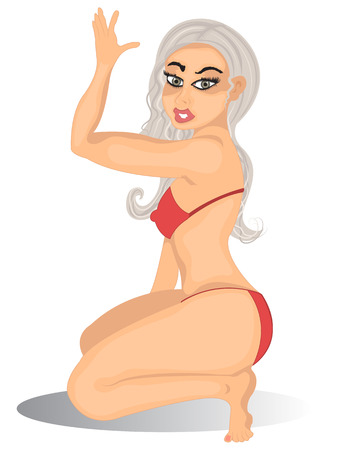 Vector illustration of a cartoon sexy young female with white hair.のイラスト素材
