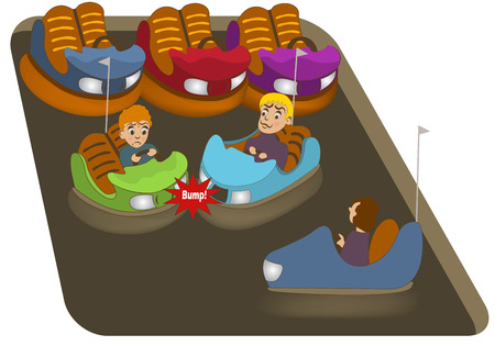 Vector illustration of bumper car entertain field.のイラスト素材