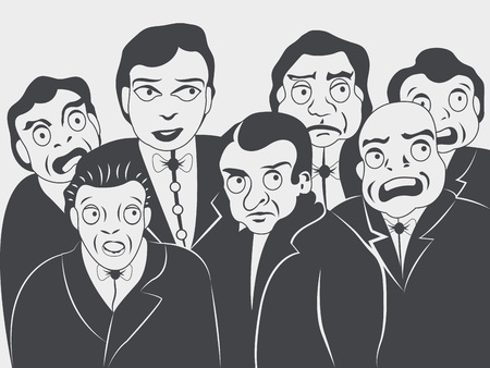 group of people are looking at something intensivelyのイラスト素材