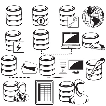 Database black iconsのイラスト素材
