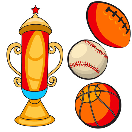 Cartoon trophy with ballのイラスト素材