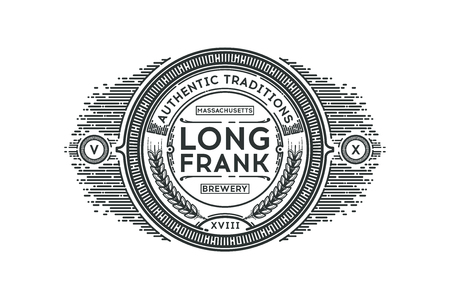 Premium brewery badge. Line elements on a white background.のイラスト素材