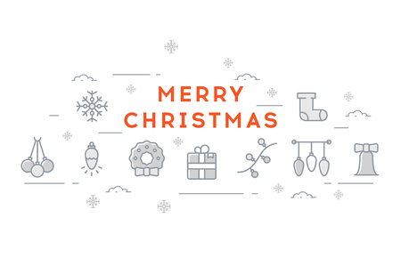 Line christmas icon on a white background. Stock vector.のイラスト素材