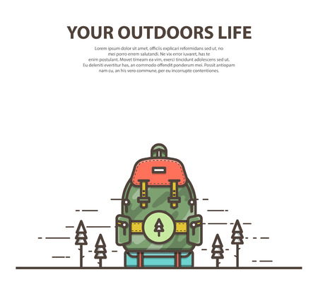Outline modern military backpack.のイラスト素材