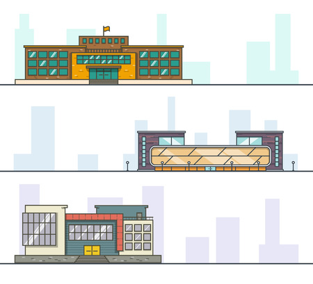 Set of modern High School buildings.のイラスト素材