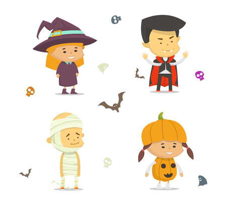 Set of characters for Halloween. Vector cartoon style illustration.のイラスト素材