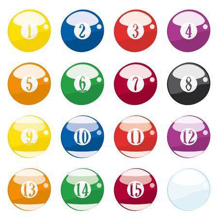 pool balls on white backgroundのイラスト素材