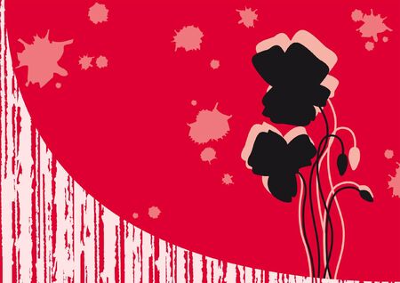 red background with shade of poppyのイラスト素材