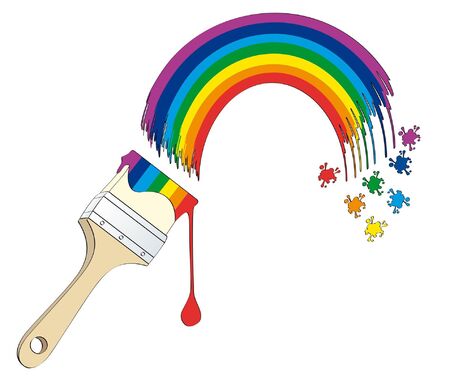 Rainbow painted  isolated on white backgroundのイラスト素材