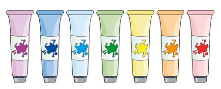 Tubes of paint isolated on white backgroundのイラスト素材