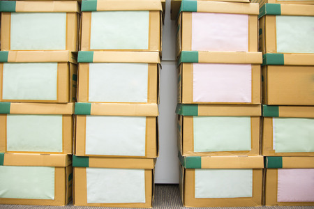 Stacking of the office corrugated brown boxes