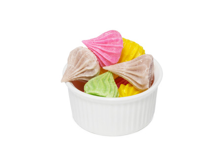 allure thai candy in cup isolated on white backgroundの写真素材