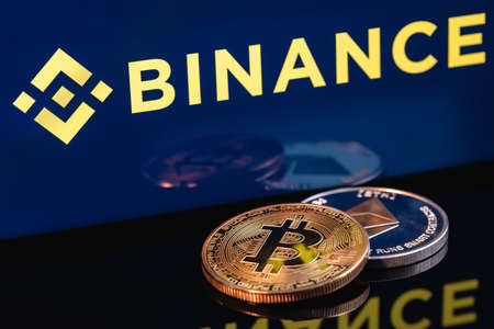 Kazan, Russia - May 17, 2021: Binance is a cryptocurrency exchange that provides a platform for...